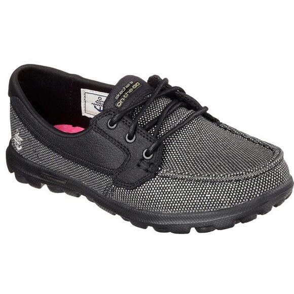 SKECHERS Women’s On the Go Canvas Boat Shoes Black Gold Shimmer Size 10 - Picture 10 of 10